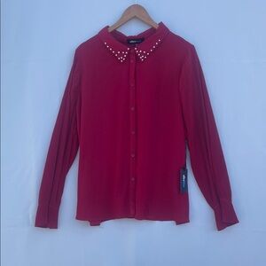 Alice Blue Women’s Button-Down‎ Shirt, size 3X, red with embellished collar